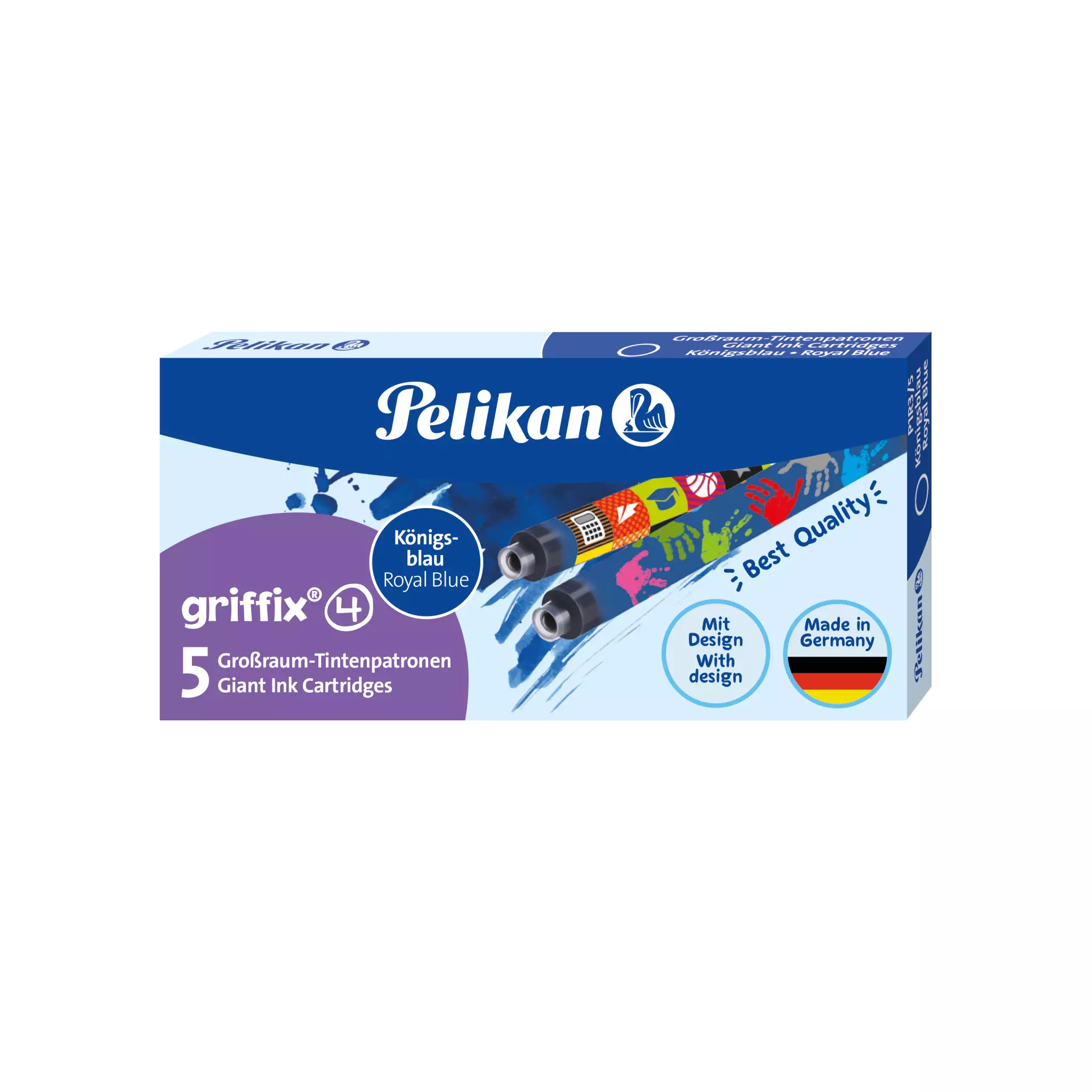 Pelikan griffix® Tintenpatrone für Füllhalter - königsblau, Motive sortiert