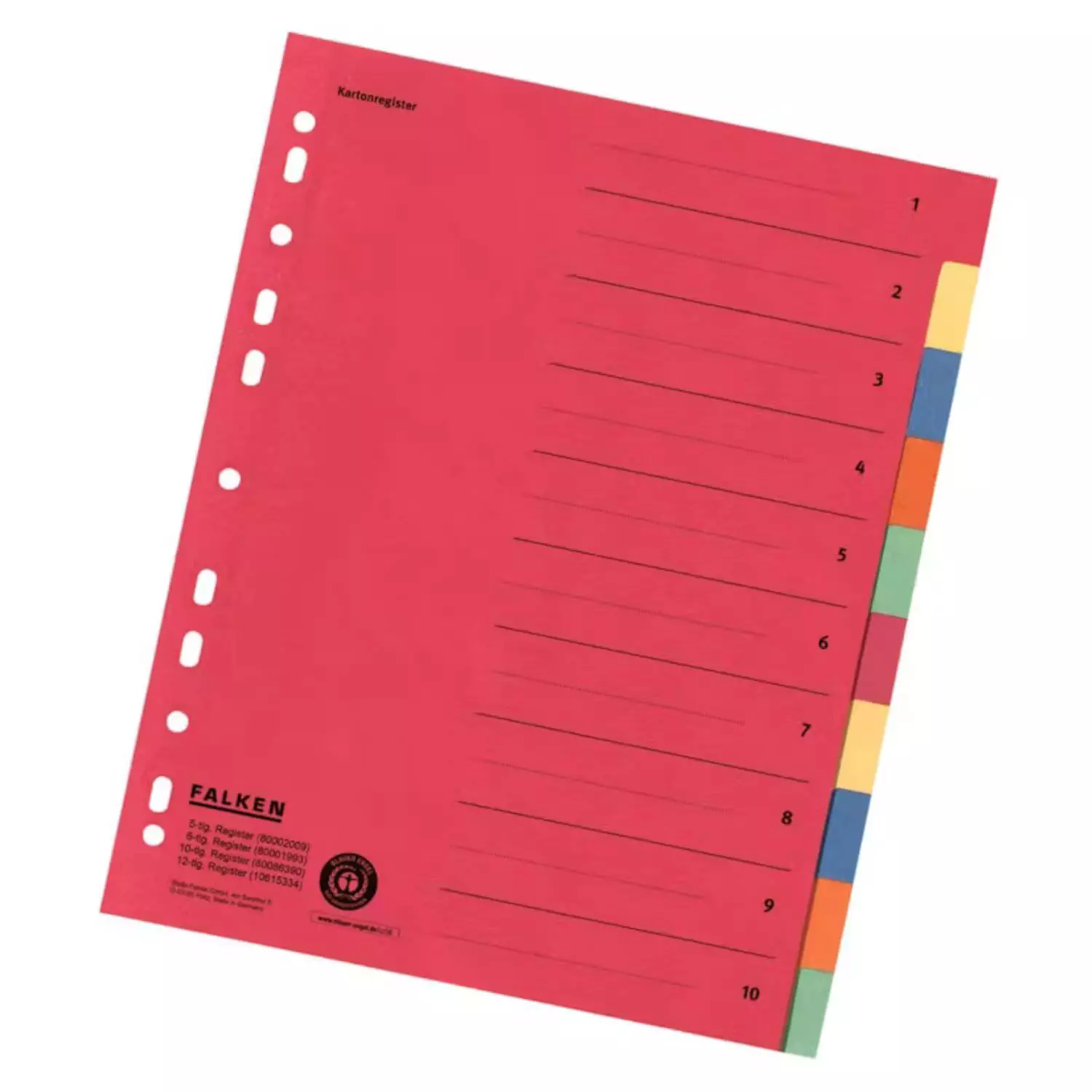 Falken Kartonregister A4 überbreit, 12-teilig, Blauer Engel