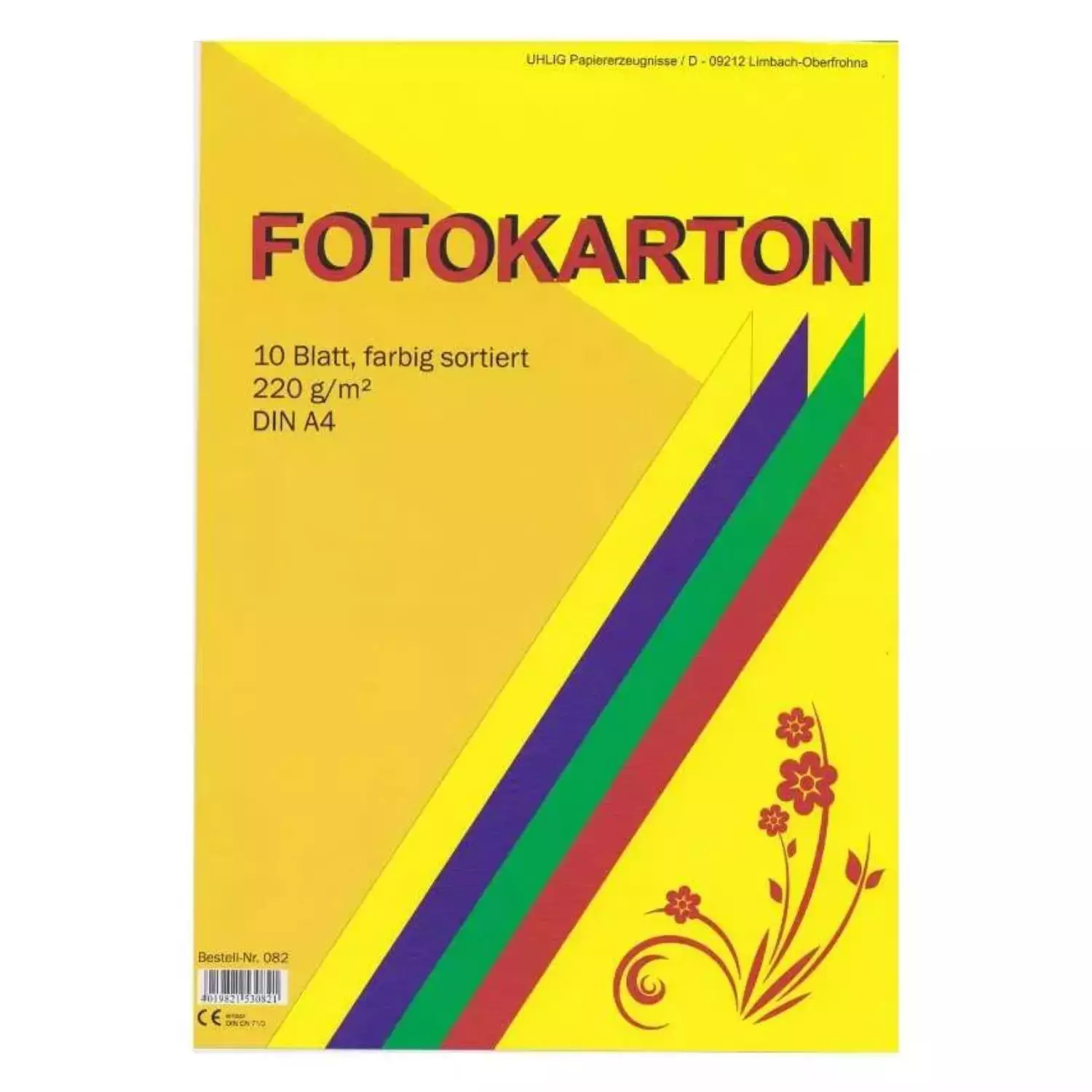 Uhlig Fotokarton farbig sortiert A4, 10 Blatt