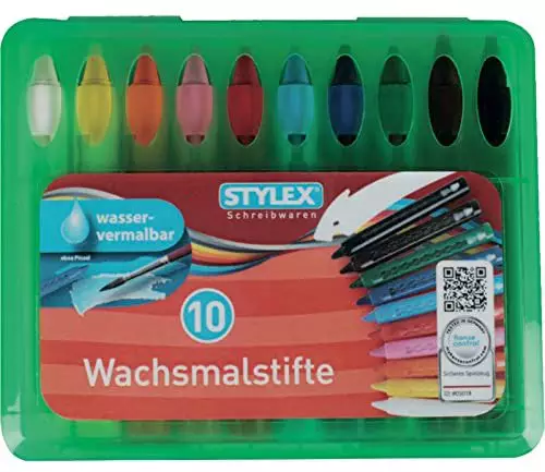 Toppoint Wachsmalstiftetui - 10 Stück, wasserlöslich, Farbwahl der Box nicht möglich