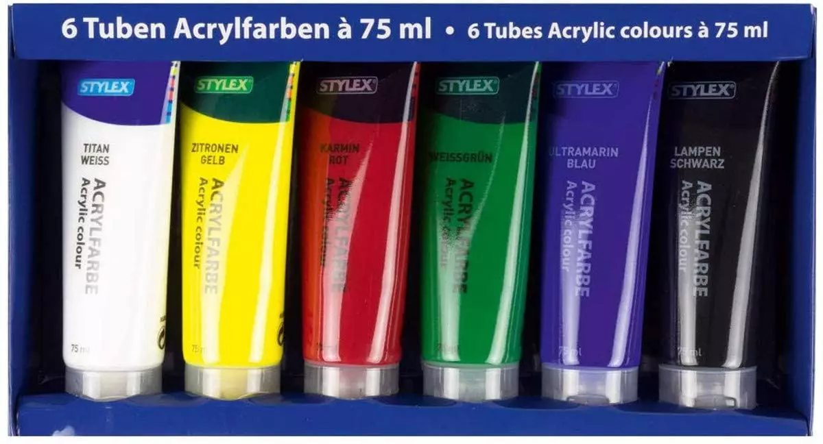 Stylex Acrylfarbe 75 ml, 6er Pack