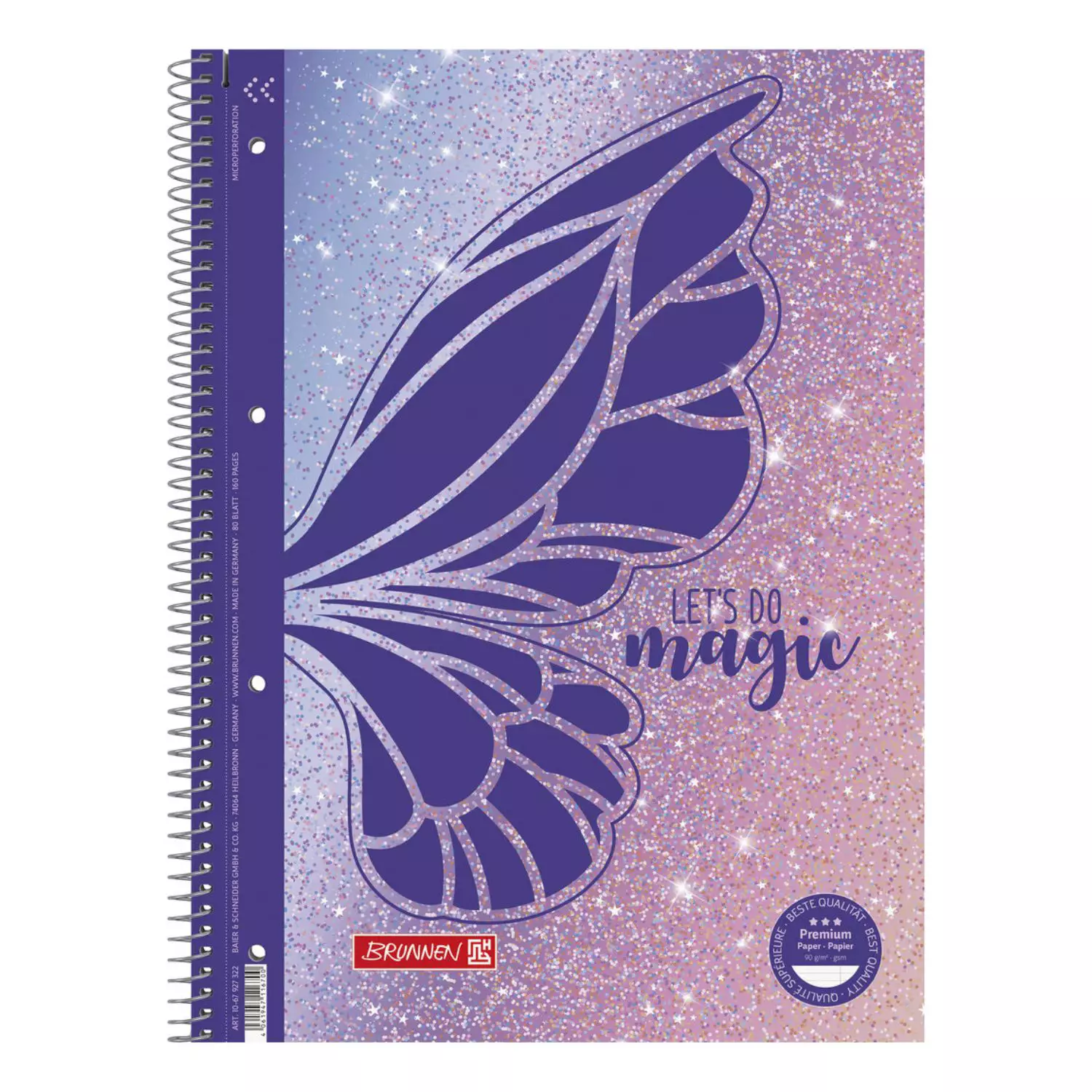 Brunnen Collegeblock mit Motiv A4, Lineatur 27, Magic Butterfly
