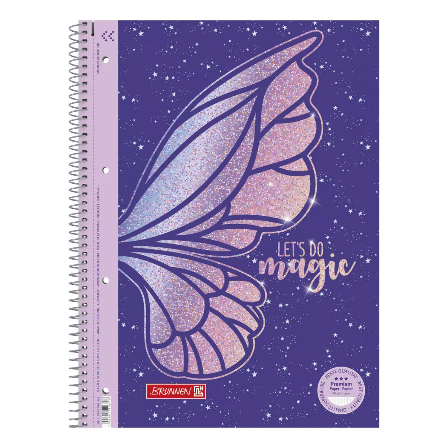 Brunnen Collegeblock mit Motiv A4, Lineatur 28, Magic Butterfly