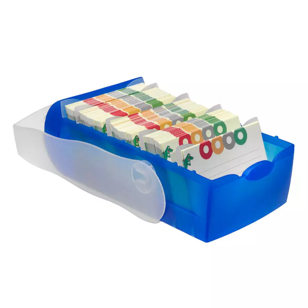 Han Karteibox CROCO - A7 quer, für 900 Karten, blau-transluzent
