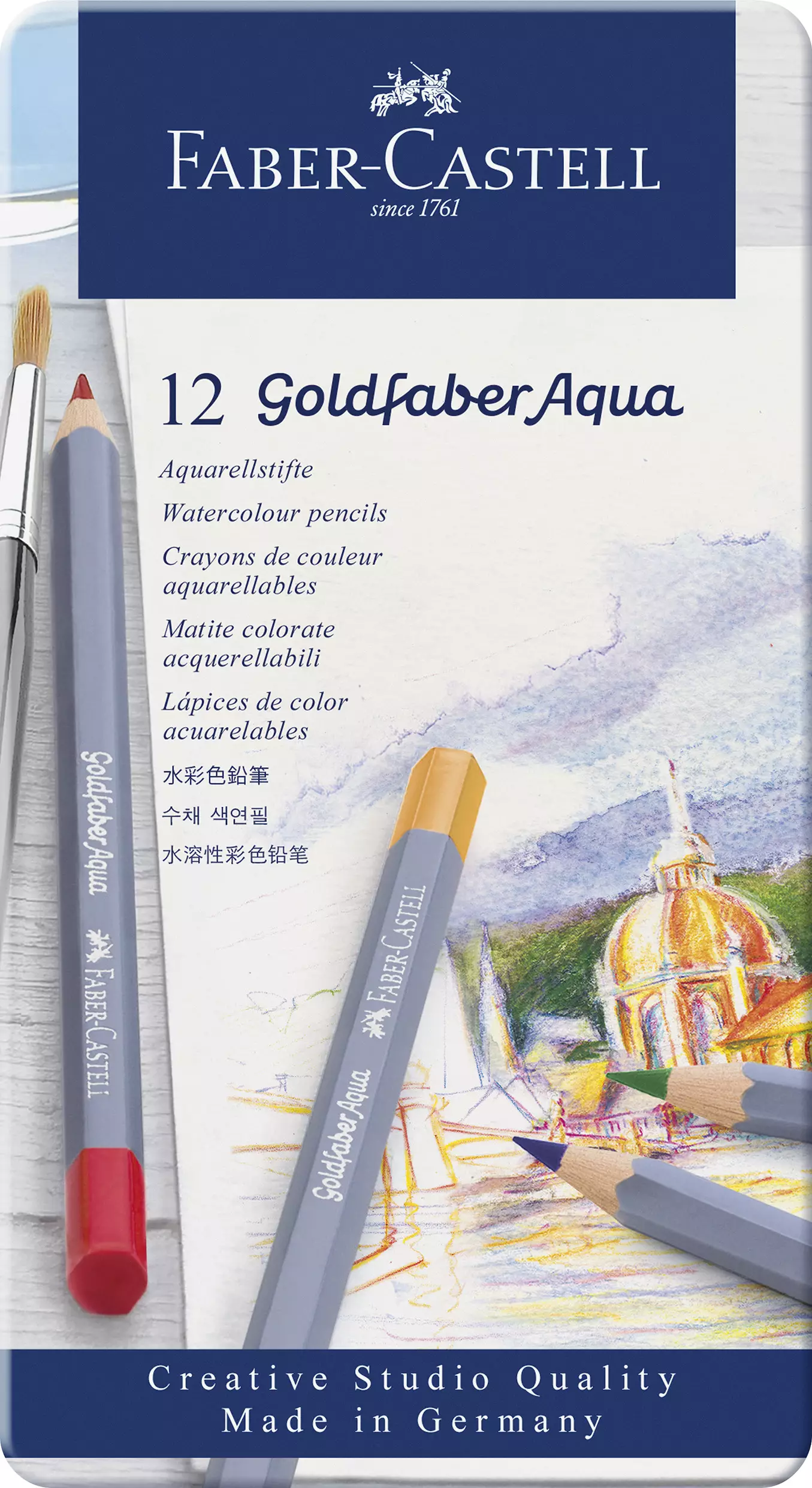 Faber-Castell Goldfaber Aqua Aquarellstift - 12er Metalletui