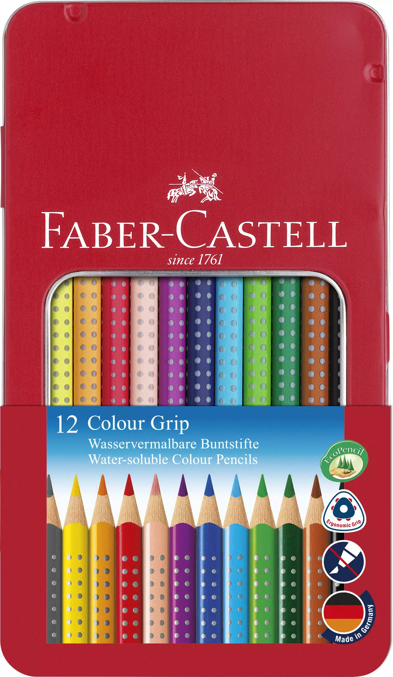 Faber-Castell Buntstift Colour GRIP - 12 Farben, Metalletui