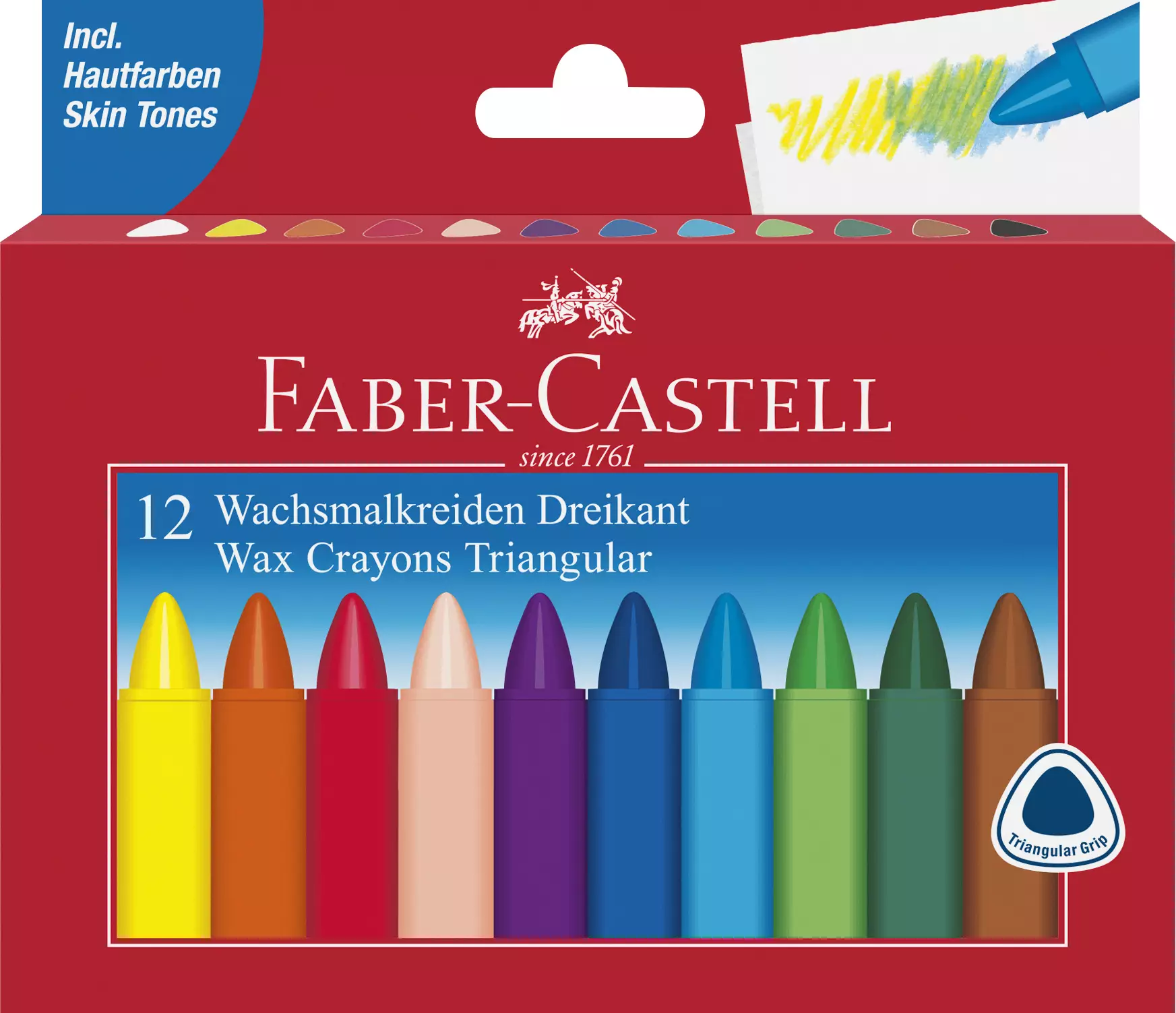 Faber-Castell Wachsmalkreiden - sortiert, 12er Kartonetui