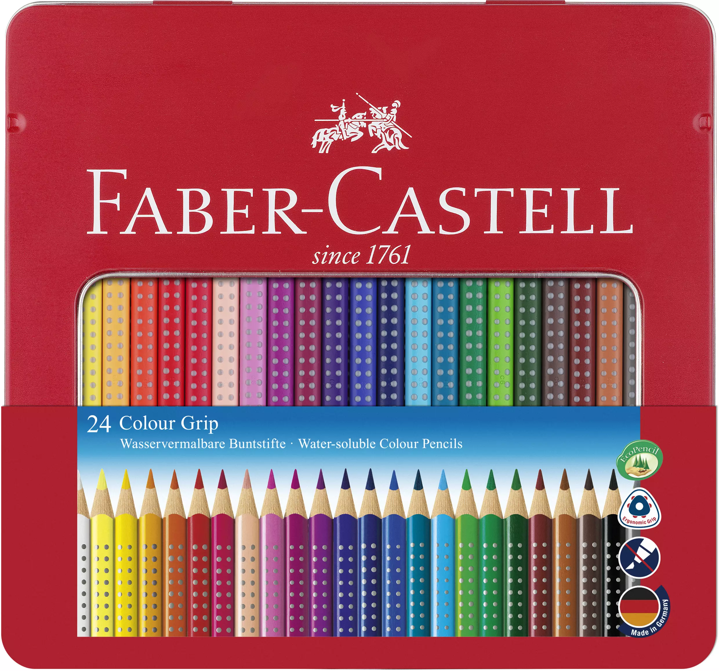 Faber-Castell Buntstift Colour GRIP - 24 Farben, Metalletui