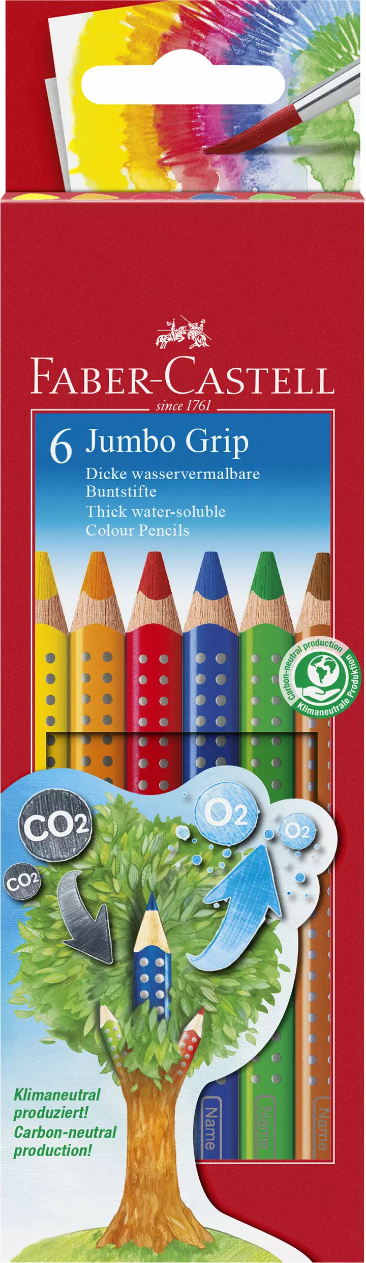 Faber-Castell Buntstift Jumbo GRIP - 6 Farben sortiert, Kartonetui