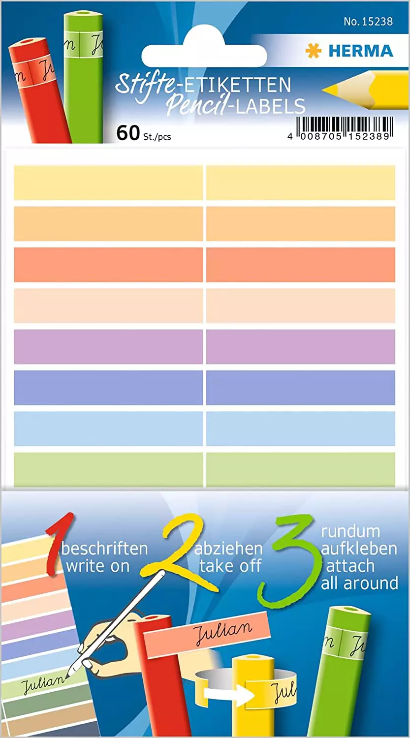 HERMA 60 NAMENSAUFKLEBER FÜR STIFTE IN MEHREREN FARBEN