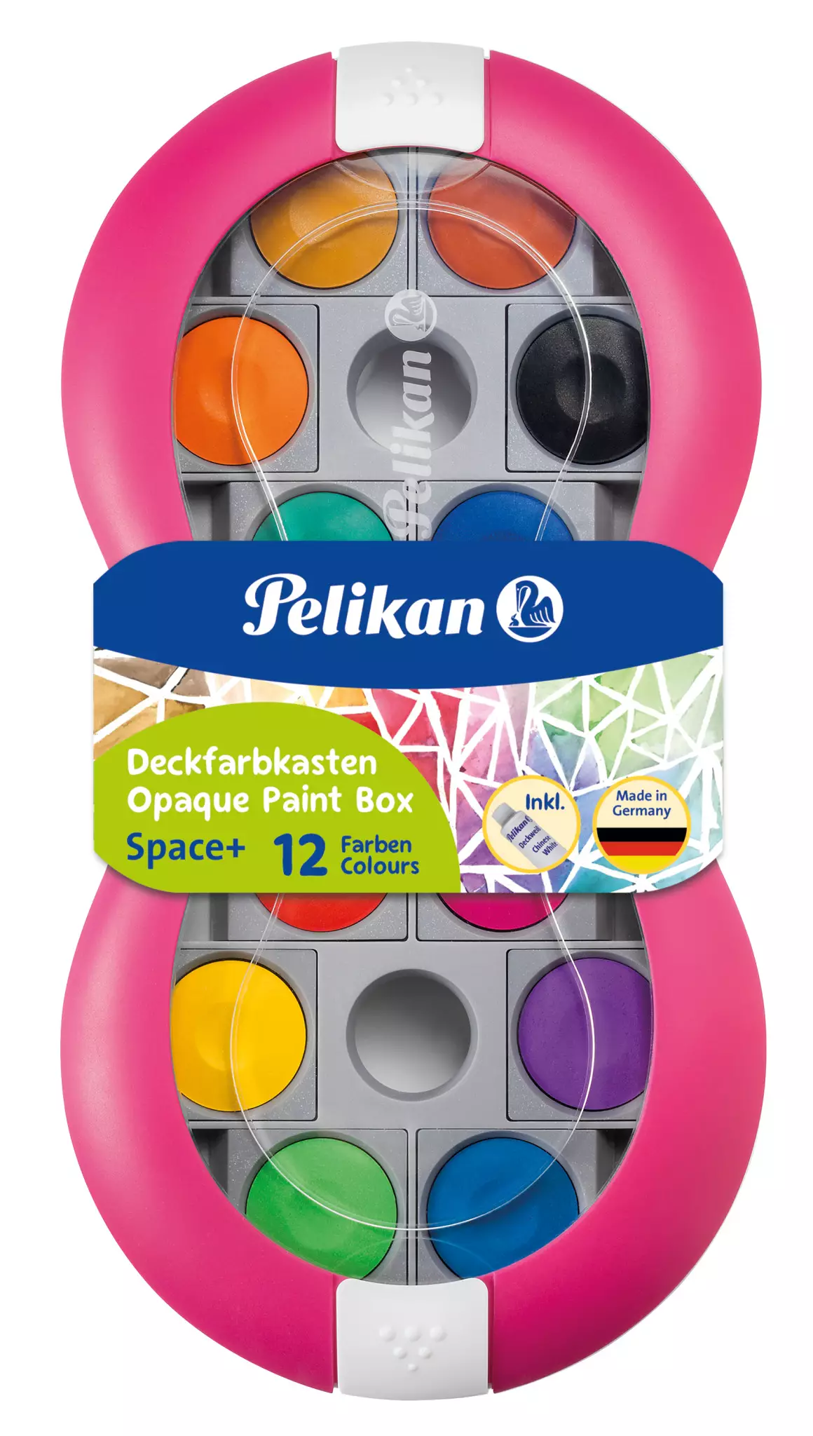 Pelikan Farbkasten Space+ magenta, 12 Farben inkl. Deckweiß
