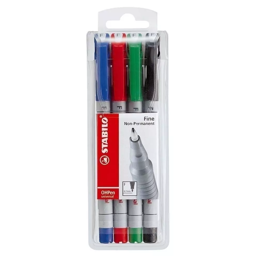 STABILO OHPen Folienschreiber wasserlöslich fein 4er Etui