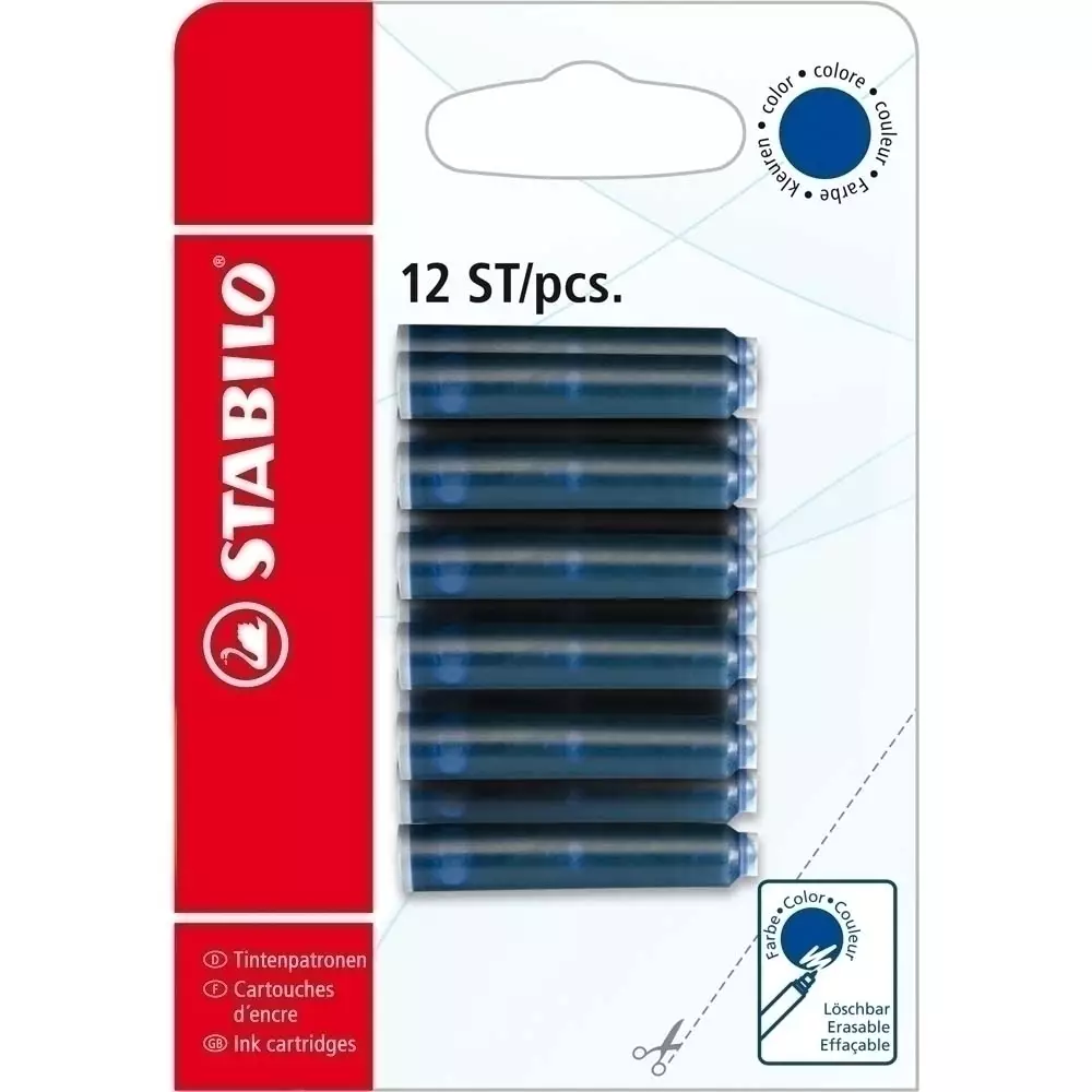 STABILO Tintenpatrone blau 12er Blister