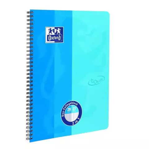 Oxford Collegeblock DUO - A4+, kariert und liniert, 80 Blatt, 90 g/qm, 4-fach Lochung, 2 Ränder