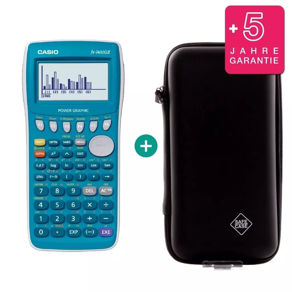 Casio fx-7400GII inkl. WYNGS Schutztasche Schwarz - Grafikrechner - Basic Paket