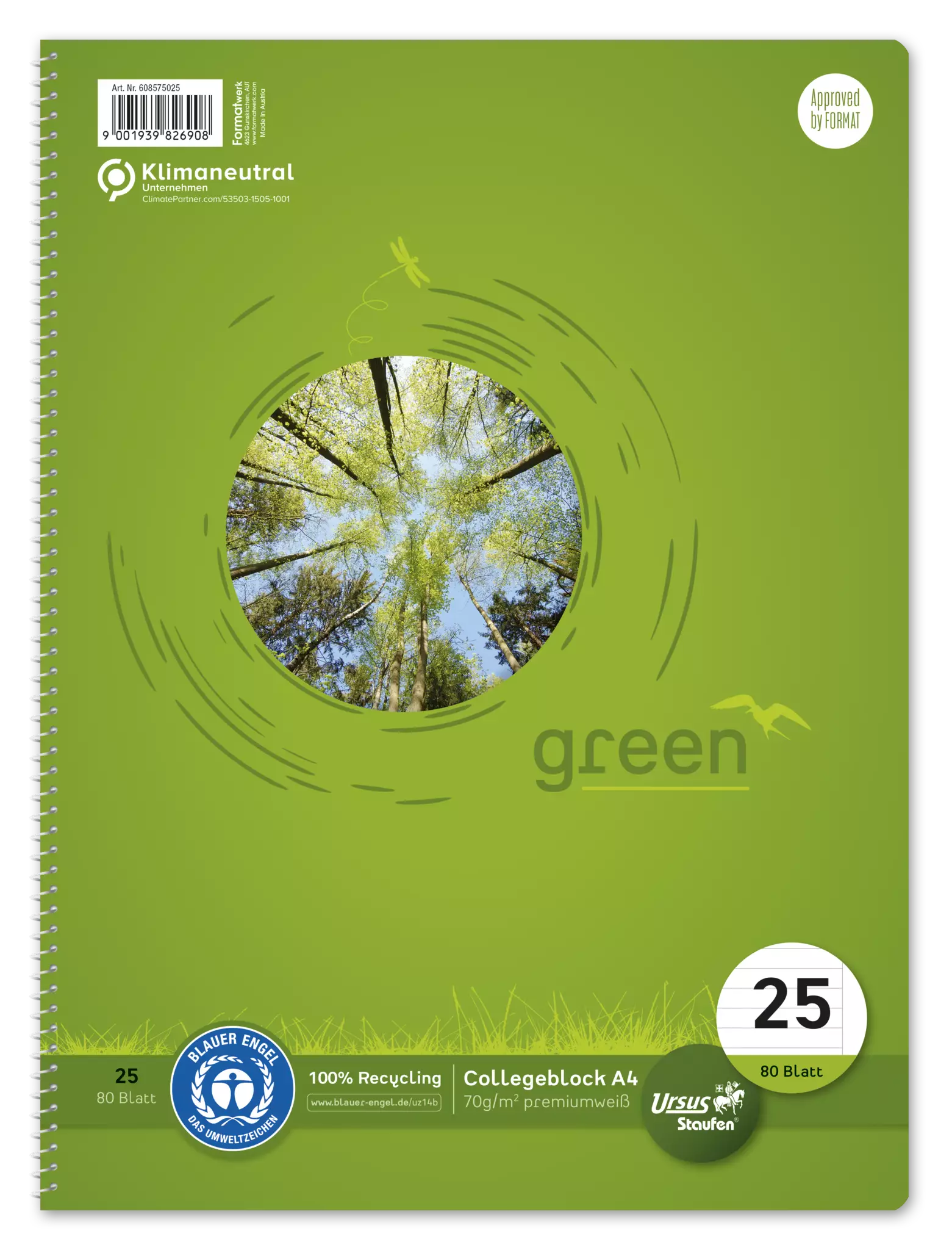 STAUFEN GREEN Collegeblock A4 80 Blatt - Lineatur 25