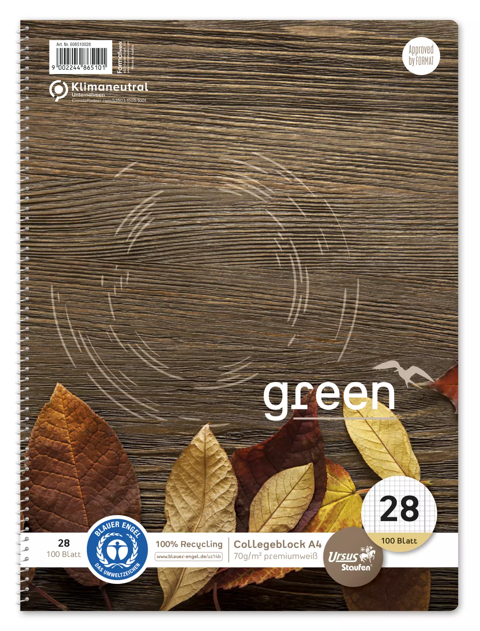 STAUFEN GREEN Collegeblock A4 100 Blatt - Lineatur 28