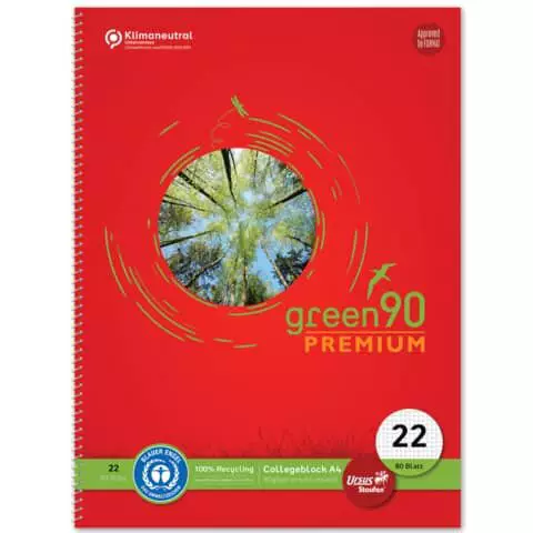 STAUFEN GREEN Premium Collegeblock 4A 80 Blatt - Lineatur 22