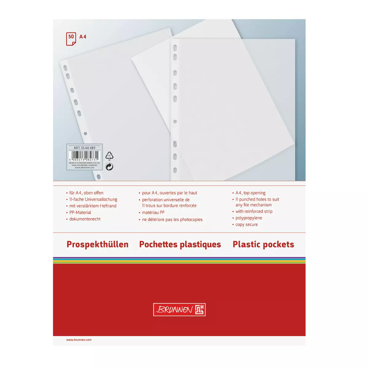 Prospekthüllen | DIN-A4 - transparent - 50 Stück
