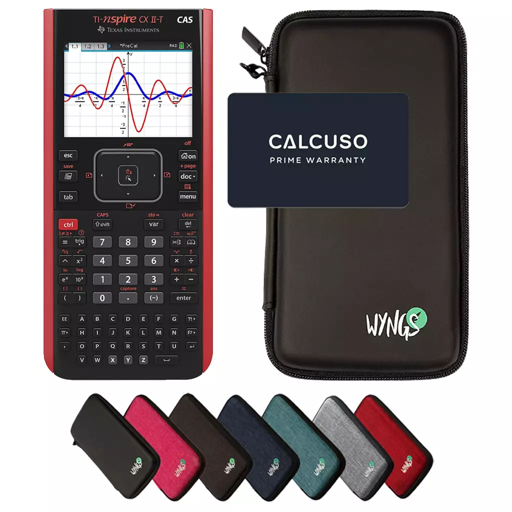 Calculatrice Graphique TI-Nspire CX II-T CAS Avec Housse WYNGS - Pack De Base Gris Clair - Garantie 5 Ans - Pour Lycée, études Supérieures